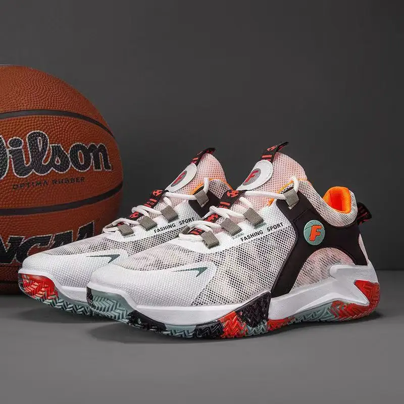 custom white mesh soft comfortable breathable oem for men summer stock trendy low cut basketball shoes