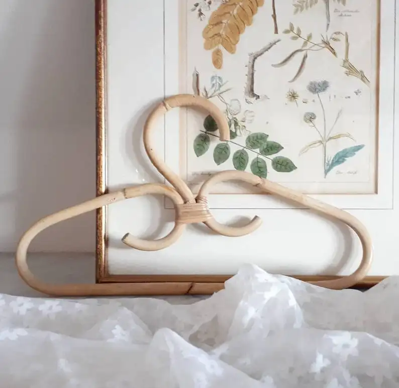 CHEAPEST PRICE! Eco-friendly rattan clothes hanger handmade natural color custom in Vietnam