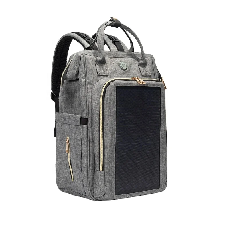 Ozone Disinfection Mommy Travel Nappy Diaper Bags Backpack with Solar Panel USB for Outdoor Travel