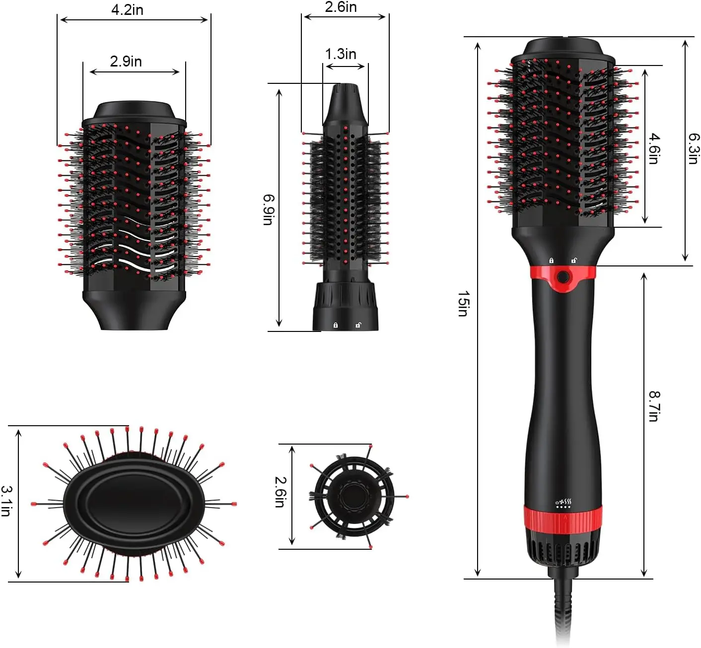 SMET Professional Detachable Hot Air Brush Comb Blow Out 2 in 1  Hair Dryer One Step Hair Dryer Brush