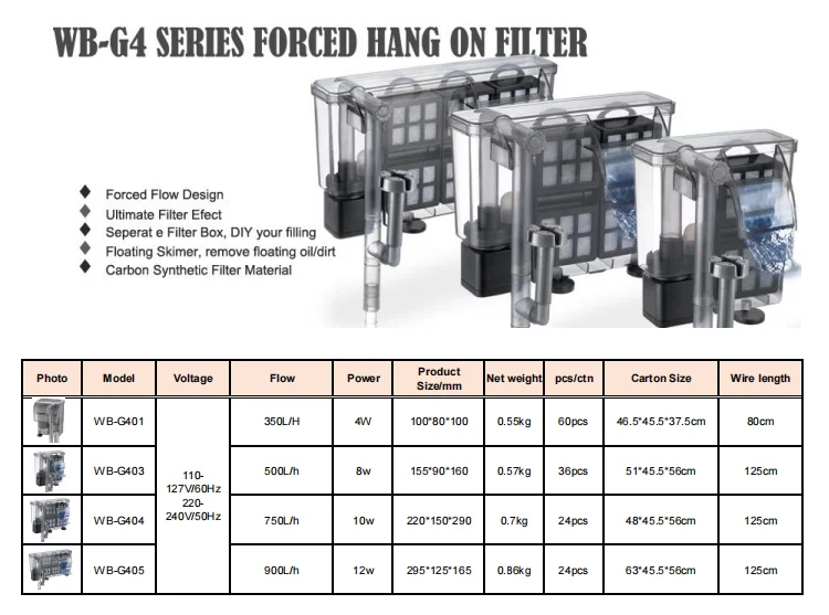 waterfall water filter system for aquarium water purification