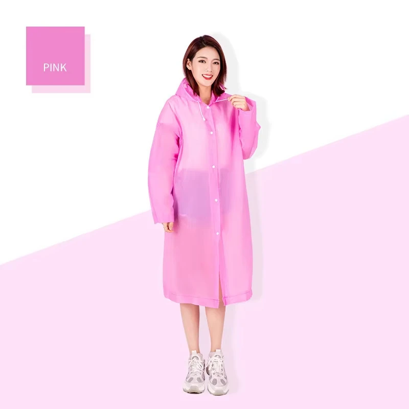 Wholesale Raincoat Hooded PEVA Disposable Poncho Solid Color Adult Waterproof Rain coat With Button style