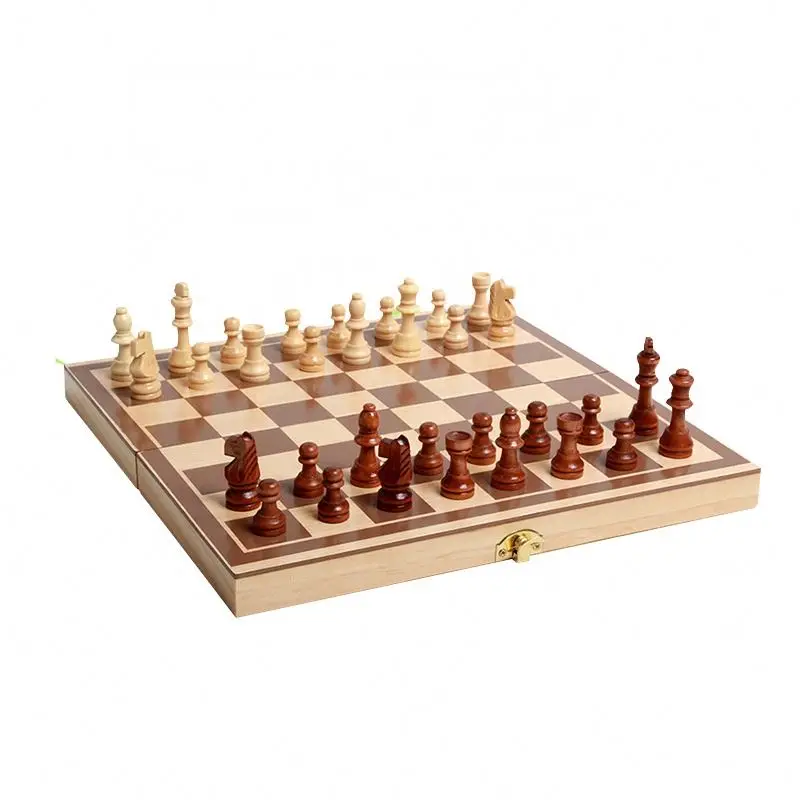 BSCI factory customized logo package Wooden chess board game set of classic game for kids and adults