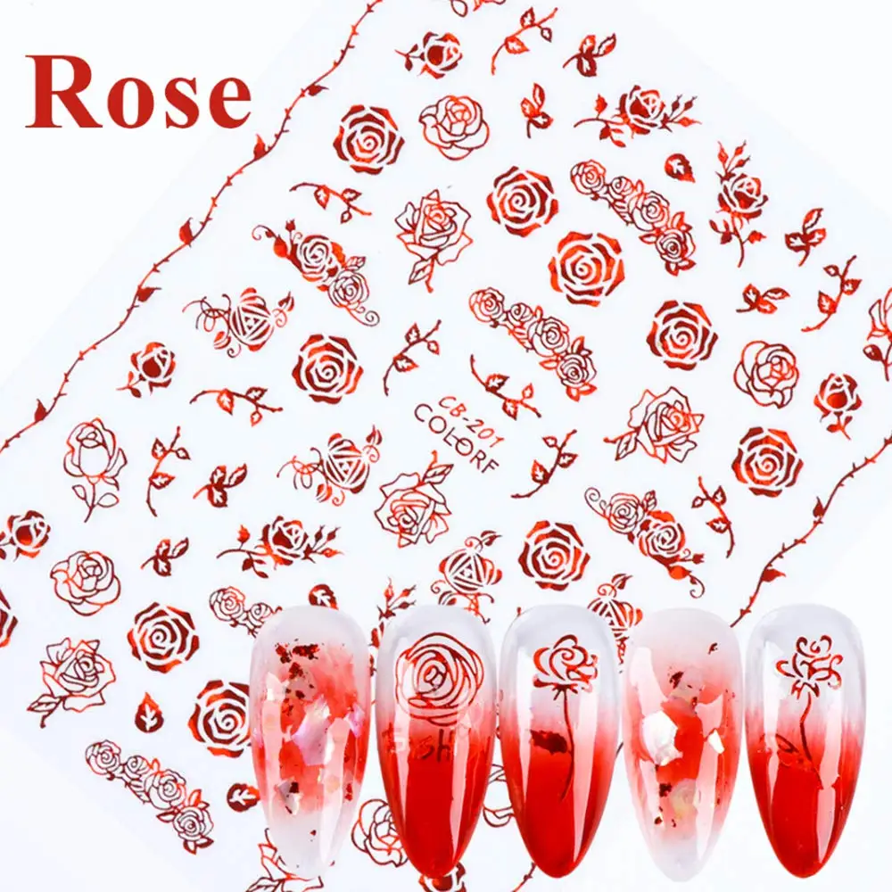 Private Label DIY Nail Art Decoration 3D Self-Adhesive Water Decals Embossed Custom Semicured Gel Valentines Day Nail Sticker