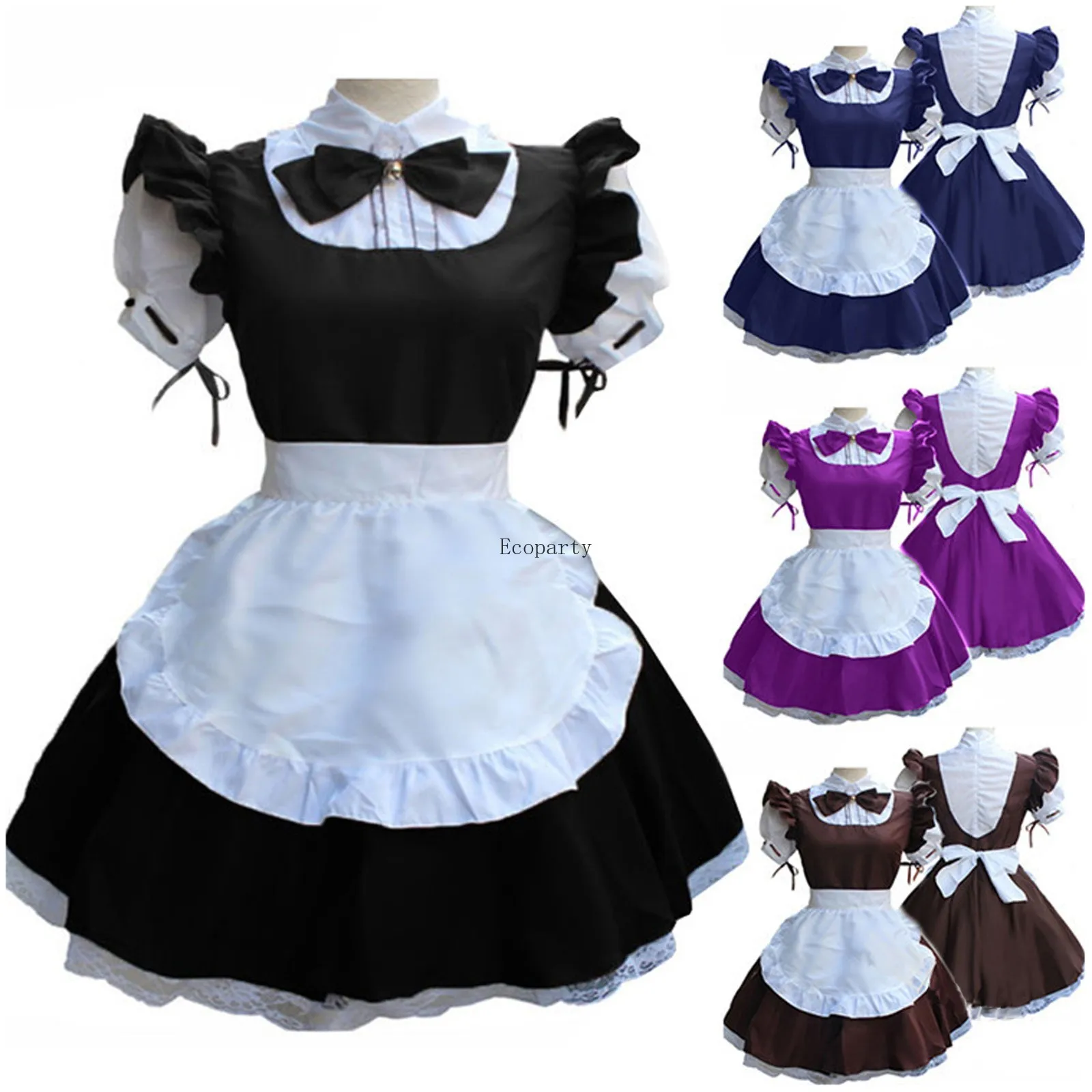 Sexy Cute Lace Up Black and White Maid Dress Role Play Costume Transparent Chiffon Cosplay Anime Uniform Temptation Suit coldker