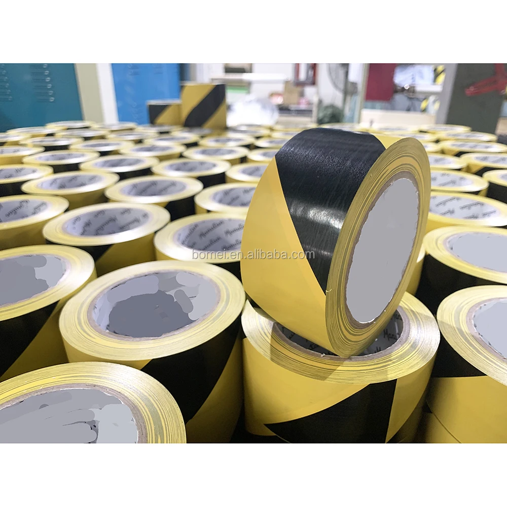 Custom floor marking tape roll  strong adhesive yellow and black PVC floor  warning tape