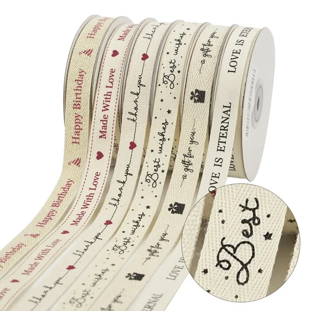 MSD Factory Custom Ribbon With 3D Logo 100% Cotton Ribbon For Gift Wrapping And Diy Decorative Crafts Clothing Label