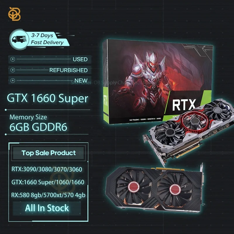 Wholesale GPU Card RTX 3090 3080 3070 3060ti GTX 1660 Super 1060 1080 Ti 1650 8gb 10gb 24gb RX 580 5700xt  Used Graphics Card