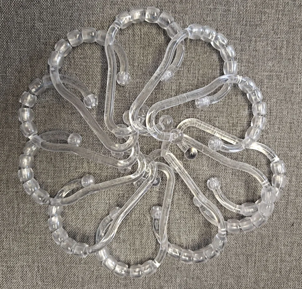 Chrome plastic C shape shower curtain ring hook for rod curtain hooks for shower curtain