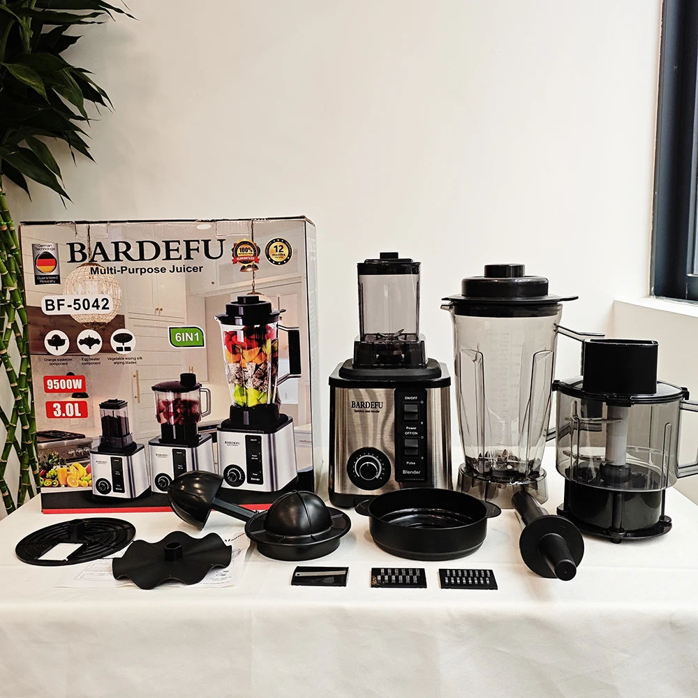 6 in 1 blender multifunctional BARDEFU blender meat grinder 3L 9500W Stainless Steel blender and juicer Heavy duty