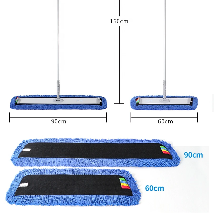 Cleaning flat mop with microfibre mop head used in hospital