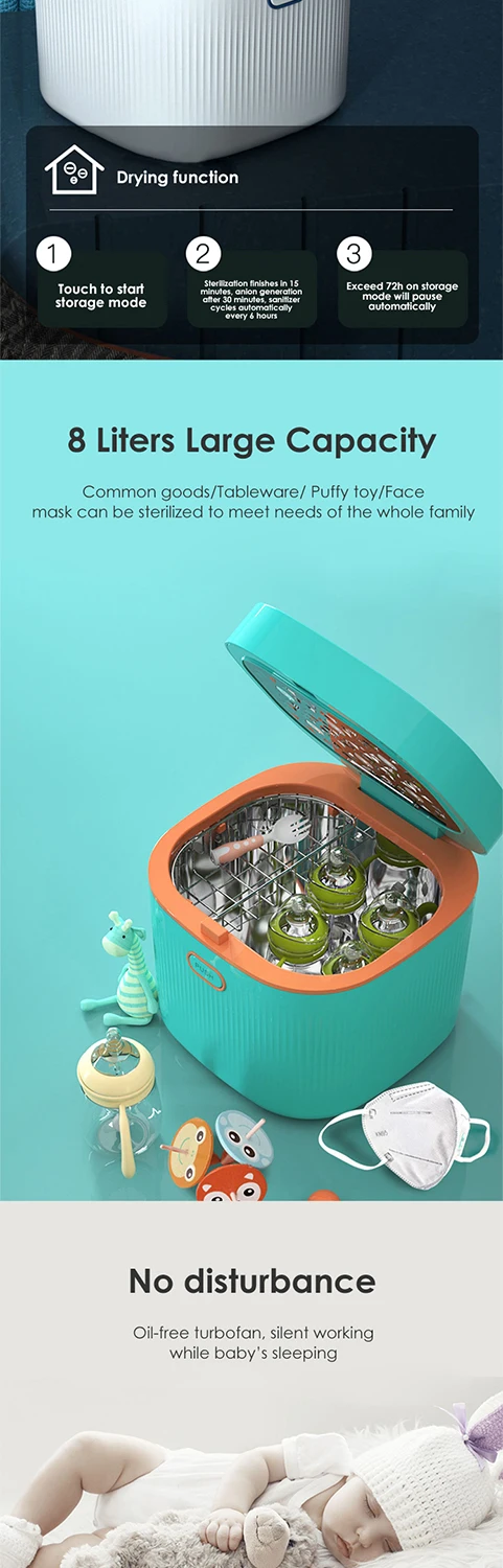 9L multi function  baby pacifier bottle towel tableware toy dry cabinet sterilizer