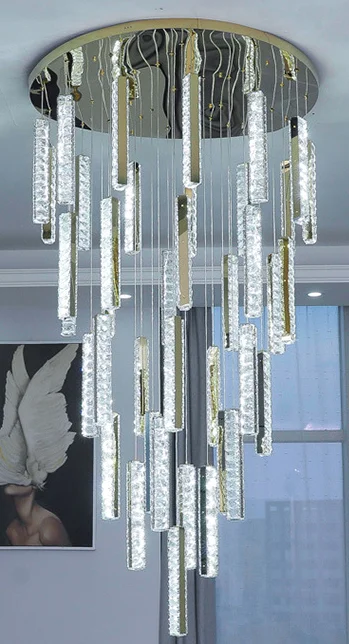 New Arrival Dimmable Luxury Staircase Hanging Lighting  Decorative Led Ceiling Lamp For Living Room Circle Chandeliers & Pendant