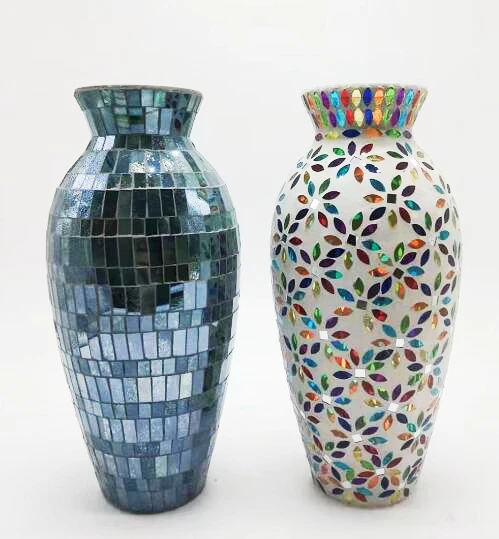 Wholesale Europe Hot Seller Glass Mosaic Vases Home Wedding Centerpiece Art Decor Mosaic Design Glass Vase