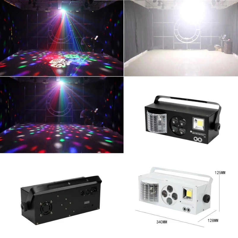 Disco Laser Nightclub Lights 4-in-1 Hybrid Lighting Effects Led Mode Remote Control Voice-controlled Stroboscopic Dj Stage Light
