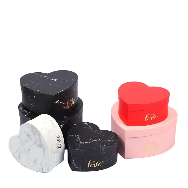 Luxury Heart Shaped Flower Box Chocolate Rose Gift Box Packaging Three-Piece Flower Gift Box