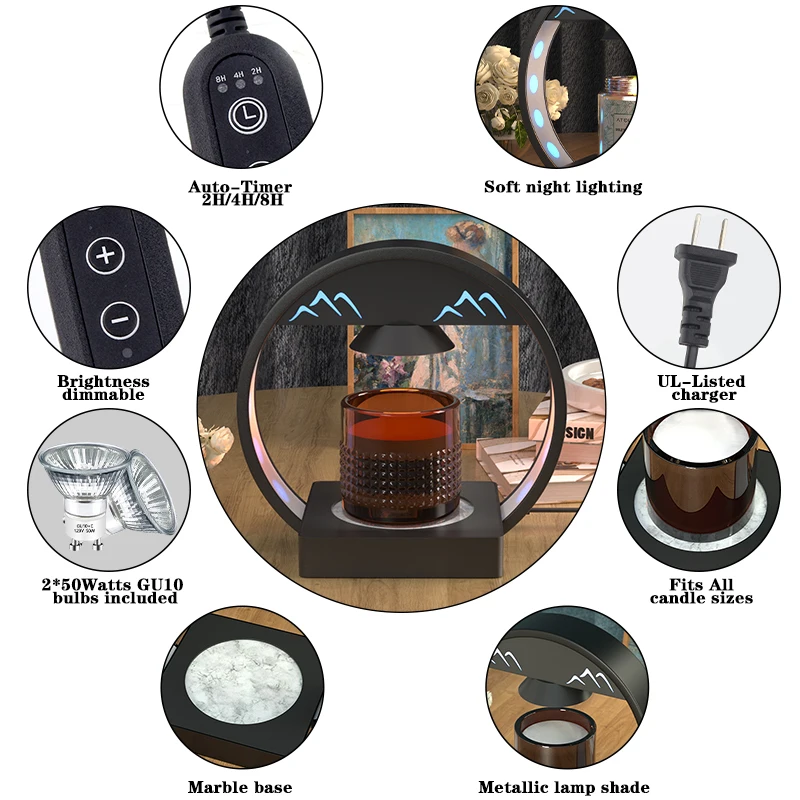 2024 OEM ODM The Latest Home Decor Luxury Wax Melting Lamp Ambient Led Night Lights Candle Warmer Lamp