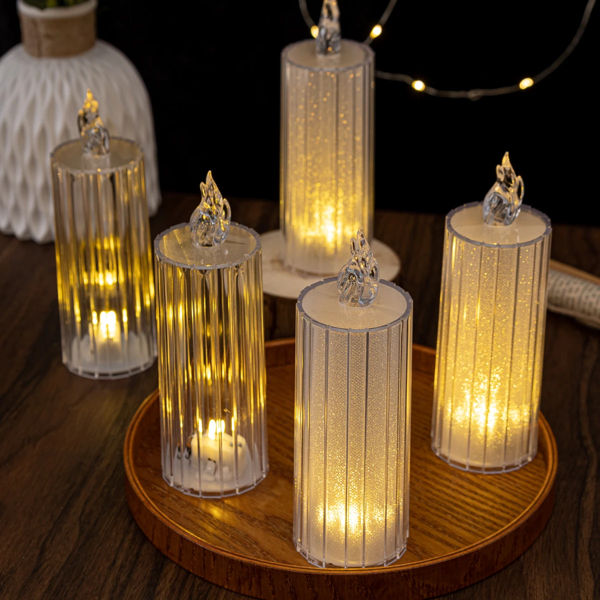 LED transparent simulation candle light creative night light bedroom bedside light atmosphere creative gift desktop ornaments