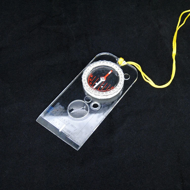 Acrylic base plate map surveying compass with scale ruler and magnifying glass
