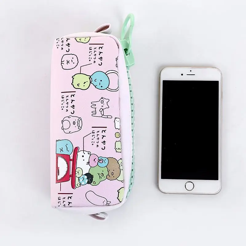 Cartoon Simple Pencil case Cute PU Leather Personality Zipper Student Large Capacity Stationery Bag high quality pencil case bag