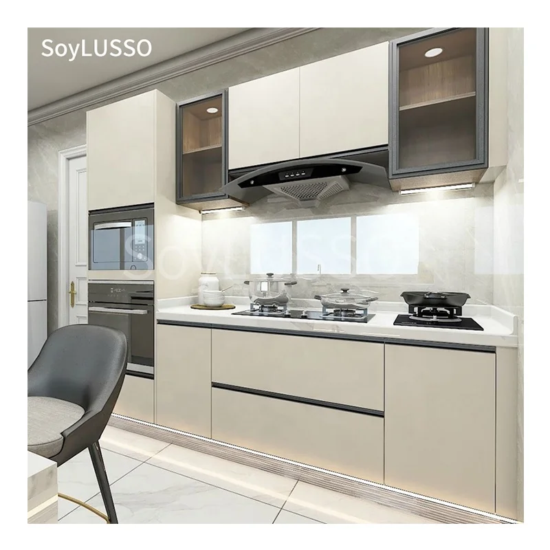 SOYLUSSO Classic Design Custom White fashion Style Modular Kitchen Cabinet