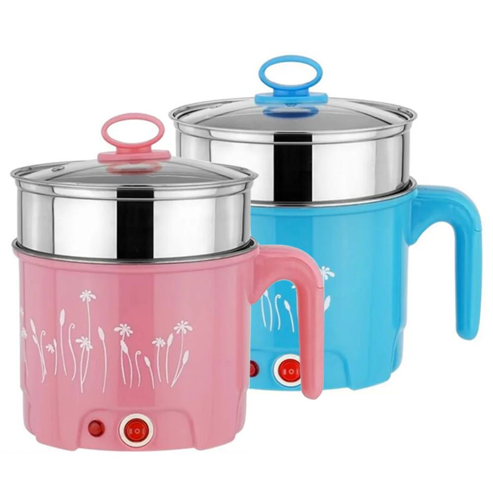 Электрическая мини-кастрюля для приготовления пищи с антипригарным покрытием, портативная двухслойная Пароварка для яиц, кастрюля для приготовления пищи из нержавеющей стали, сковорода для жарки