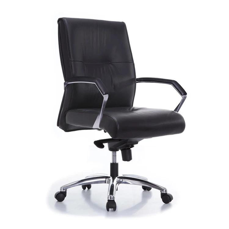 
Mid back PU leather tilting mechanism executive office chair with padded arms 