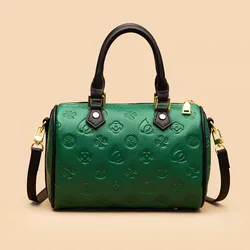 (customizable LOGO/embossable pattern) high quality embossed messenger bag genuine leather handbag