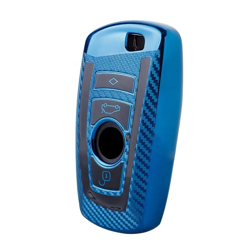 Carbon fiber pattern Vinyl Car Key Fob Case Cover Bag For BMW GT320