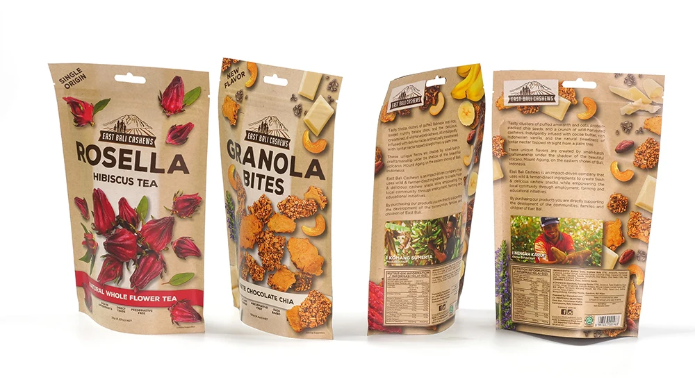 Recycle stand up pouch zip lock dried biodegradable kraft paper bag food packaging bag manufacturers