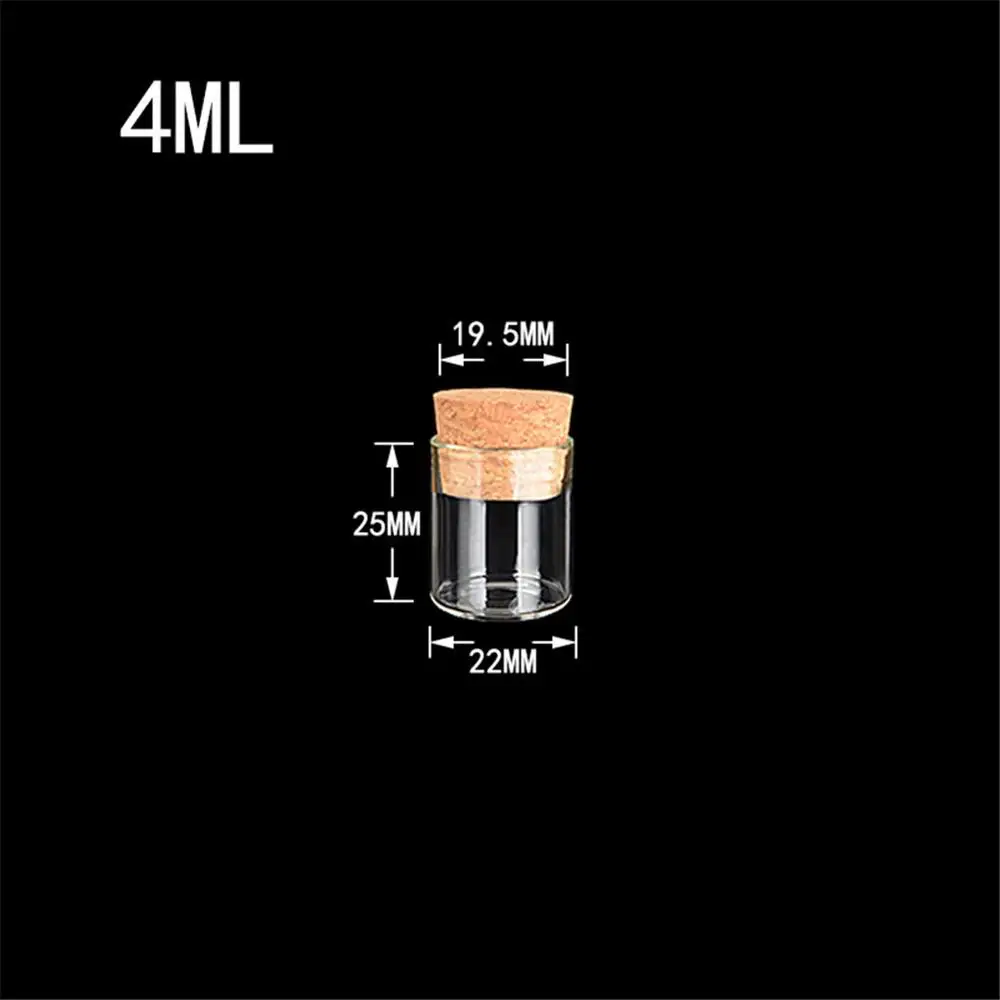 4ml Small Glass Vials Jars Test Tube With Cork Stopper Empty Glass Transparent Clear Bottles