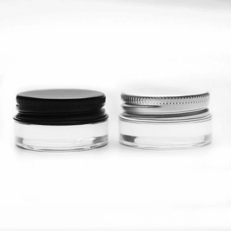  5g Clear Glass Lip Balm Jars Pot with Aluminum Lid 5ML wide mouth cosmetic Sample Storage container For eyeshadows