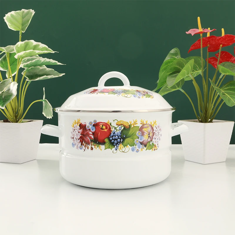 2023 New design high-capacity kitchen accessories sets 4-pcs set cast iron enamel casserole pot set with decals
