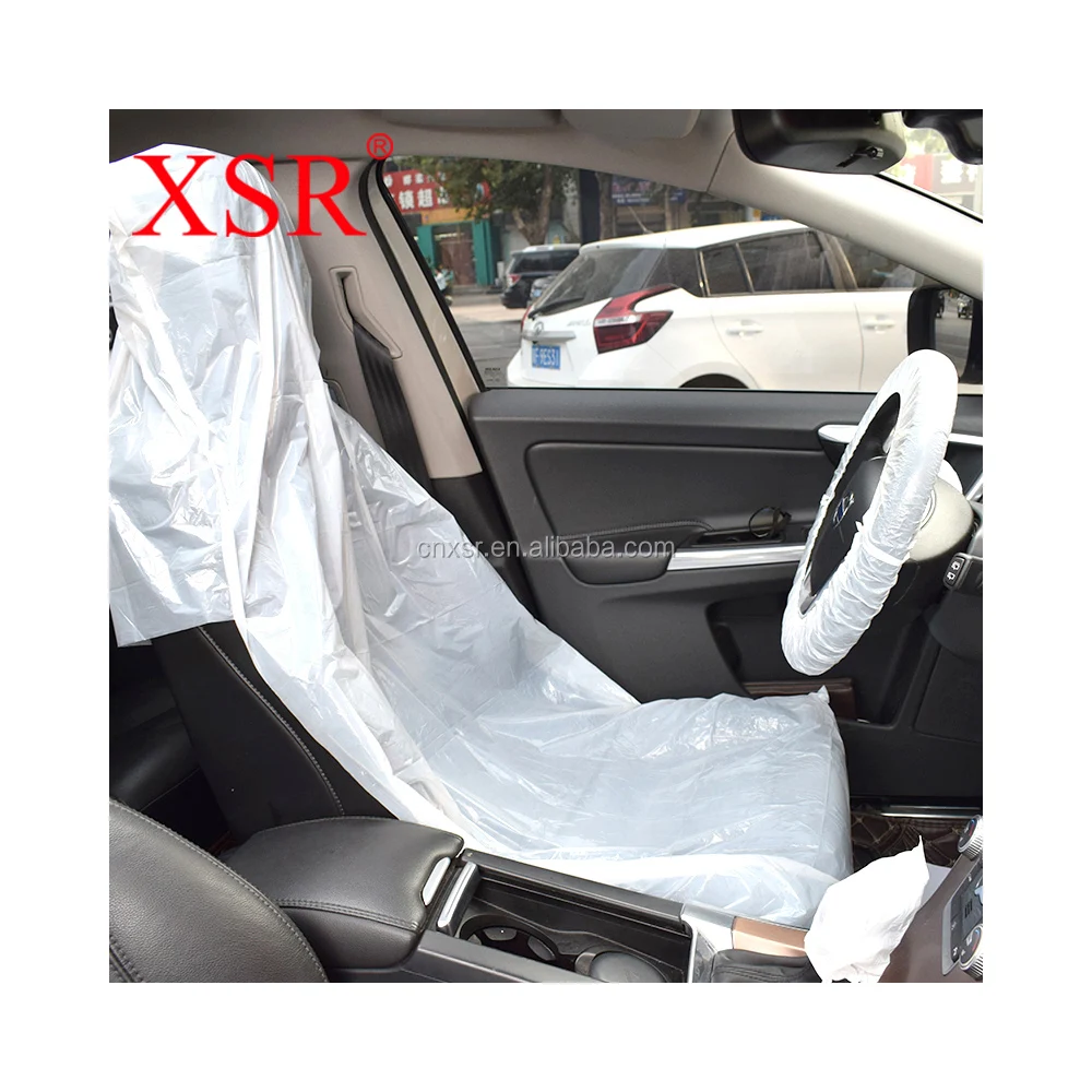 Disposable plastic seat covers car cleaning set kit 3 in 1