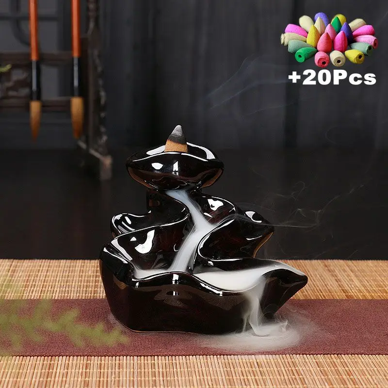Custom Incense Cone Burner Waterfall Quemador Incienso Ceramic Backflow Incense Burner