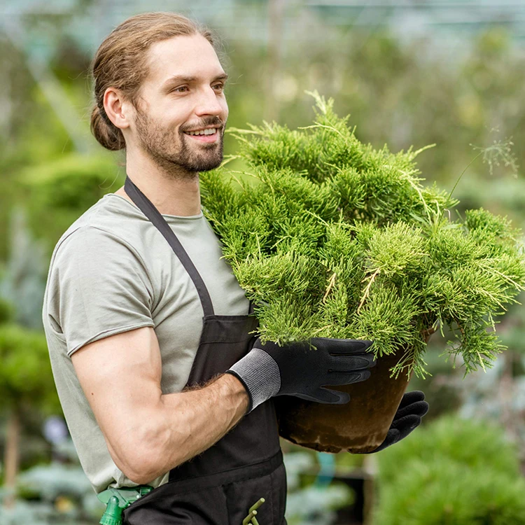 Factory Price 13 Gauge Red Black Polyester Cotton Latex Palm Coated Gloves For Garden Construction