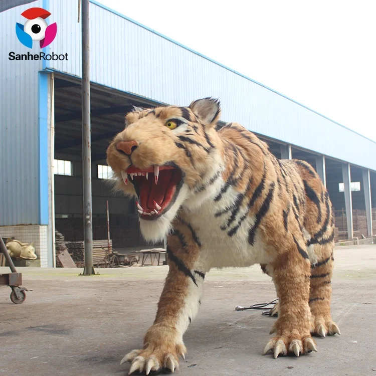 Outdoor Playground Attractive Real Size Artificial Animatronic Tiger