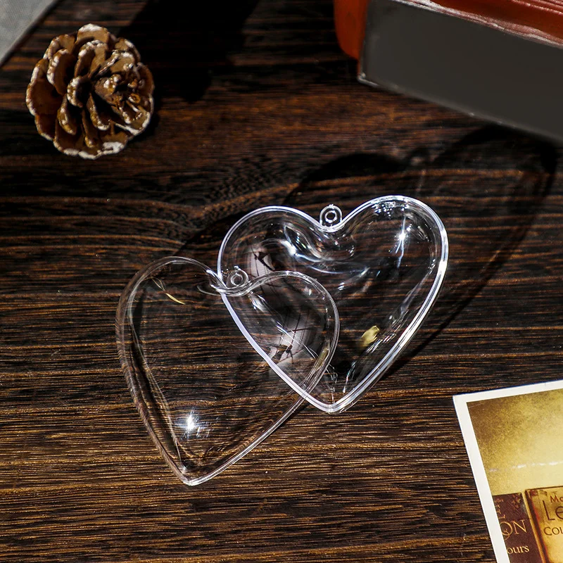 3-12cm heart-shaped transparent ball hollow ball love opening and closing mall decoration Christmas ball