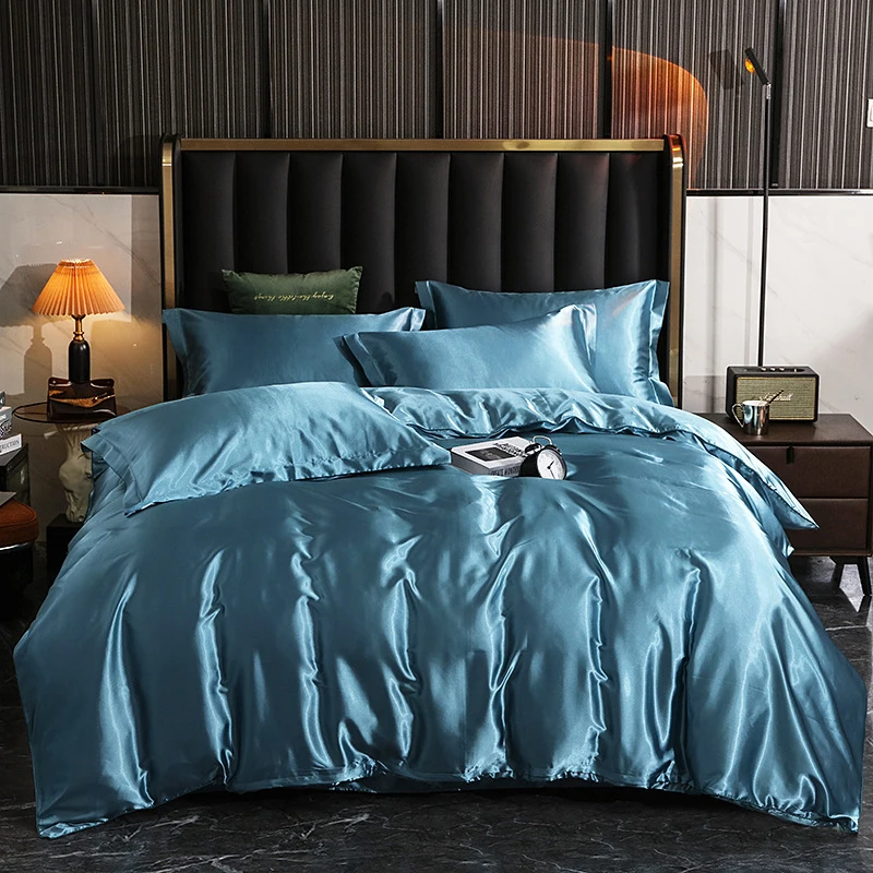mill supply wholesalers Luxury Silk Bed Flat Sheets Silk Bedding Four Pieces Silk Bed Sheet King Queen Size
