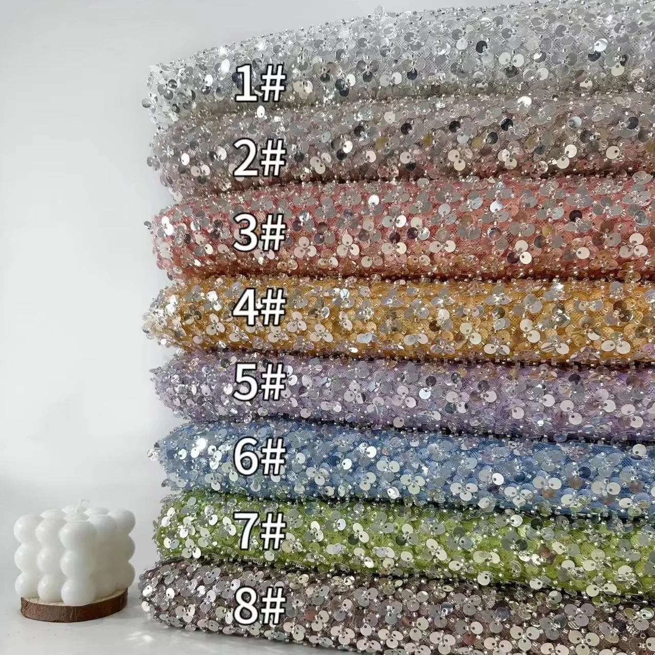 Multicolor Heavy Sequin Embroidery Quilted Fabric Fashion Light Luxury Wedding Dress Performance Costume