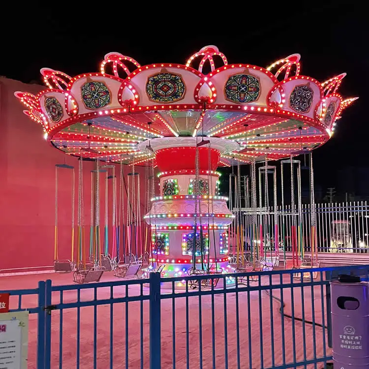 Cheap kids equipment shopping mall customized amusement rides flying chairs swing ride for sale