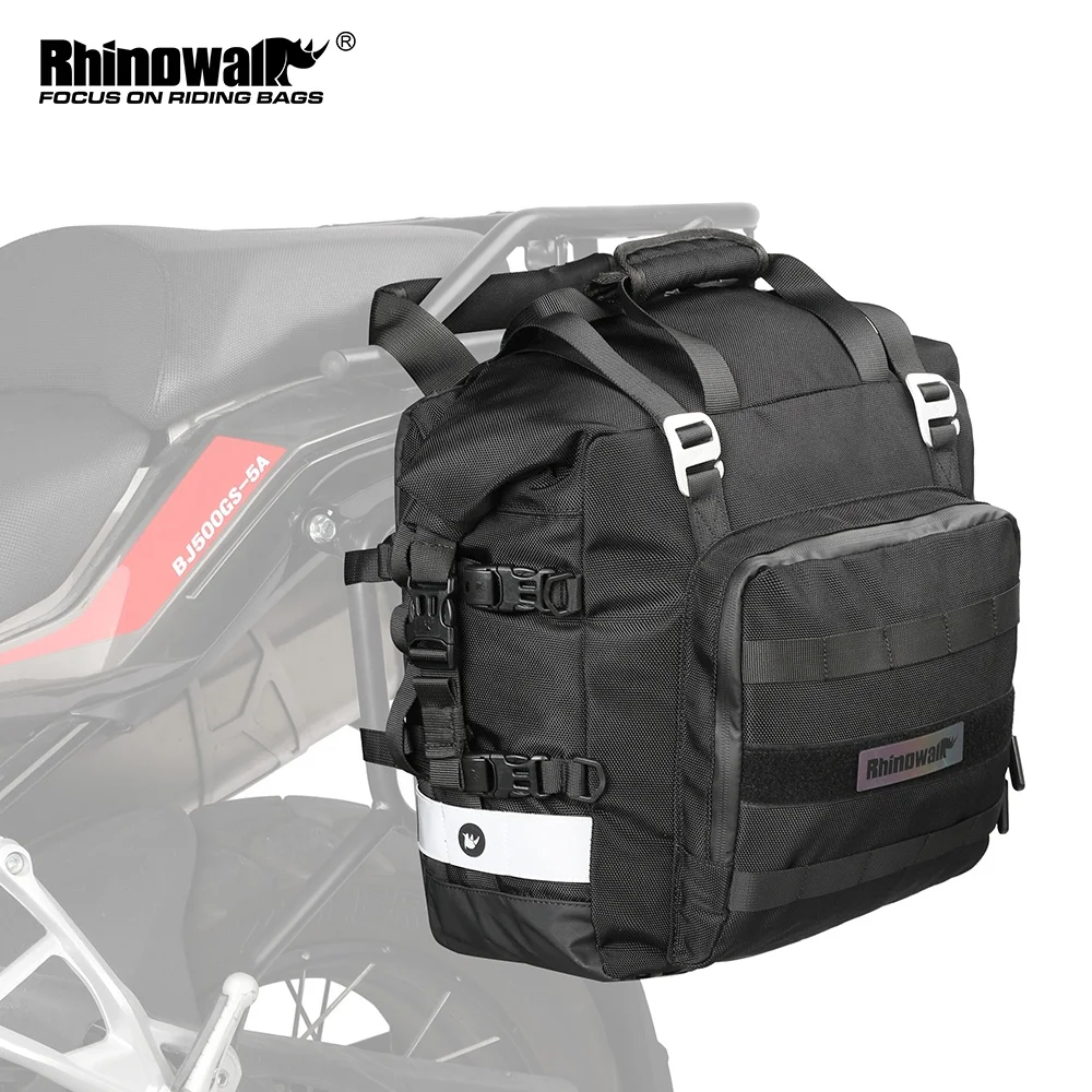 Rhinowalk Motorcycle SaddleBag 20L Sturdy Drift Bike Saddle Seat Side Bag for Motorbike Luggage Touring Adventure