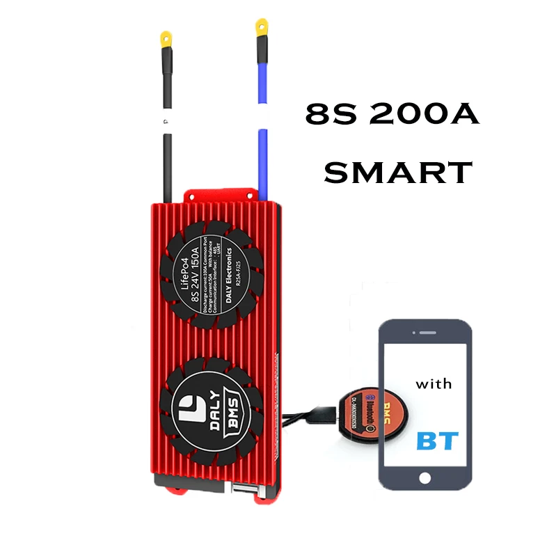 Интеллектуальная Bms LiFePo4 8S 24V 200A BT UART Многофункциональная Защита