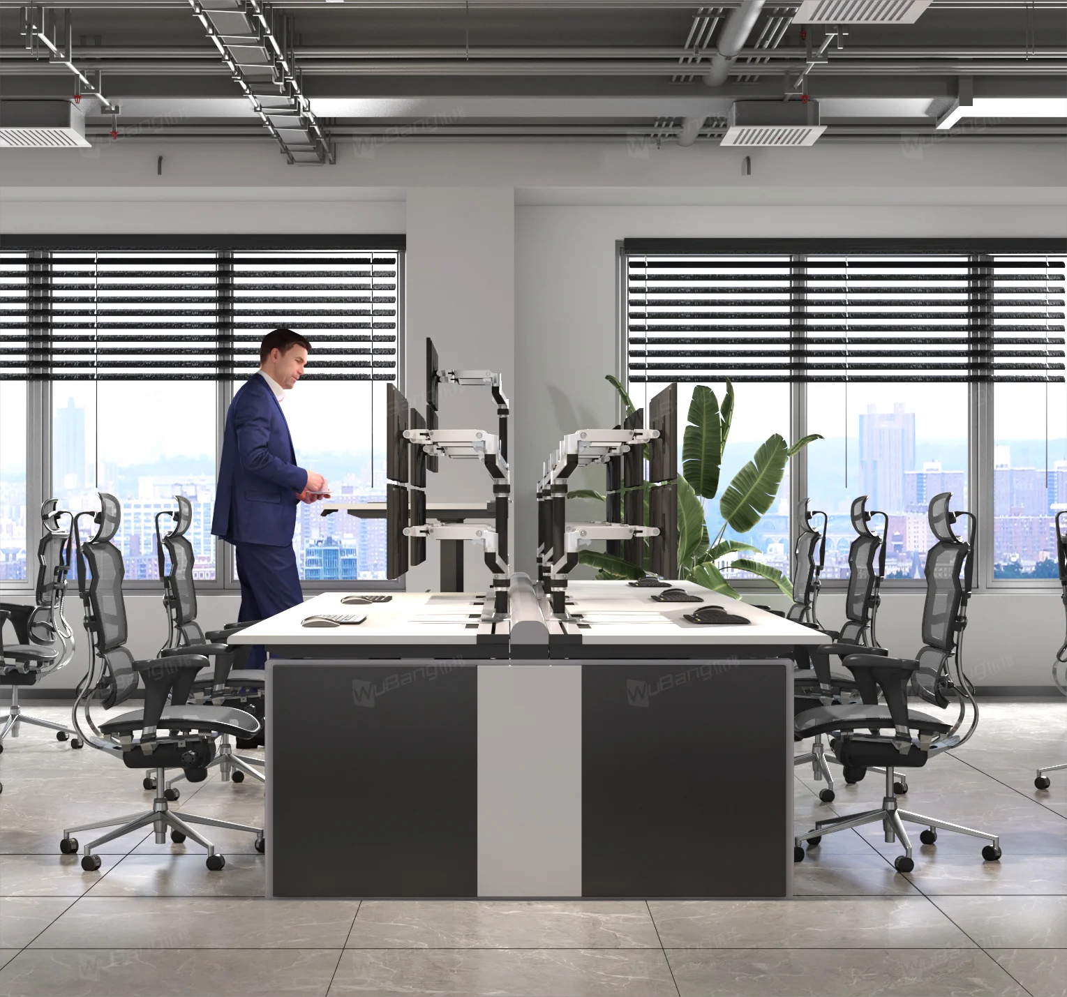 Latest Design Bank Office Furniture Security Control Room Equipment Monitor Operating Ergonomic Workstation Control Room Console