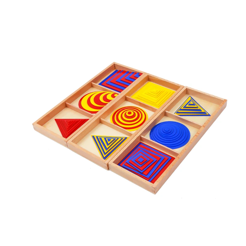 Wooden Montessori Mathematic Learning toys for kids -Circles, Squares, and Triangles