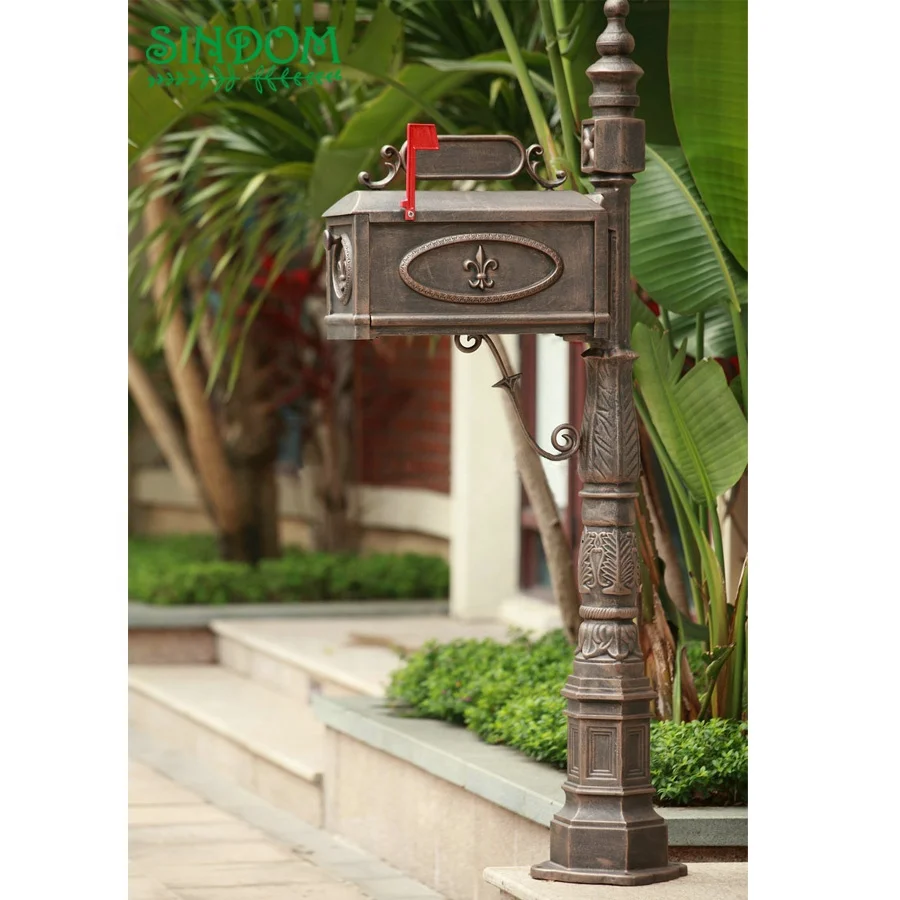 High Quality Community Mailbox Craft Metal Post Letter Box with Flag