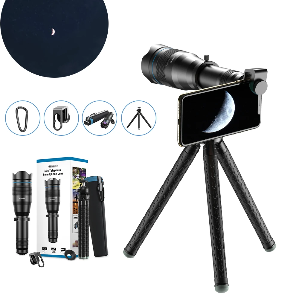 
Apexel High Definition Super Monocular Telescopes 60x telephoto lens for Mobile Phone with Tripod 
