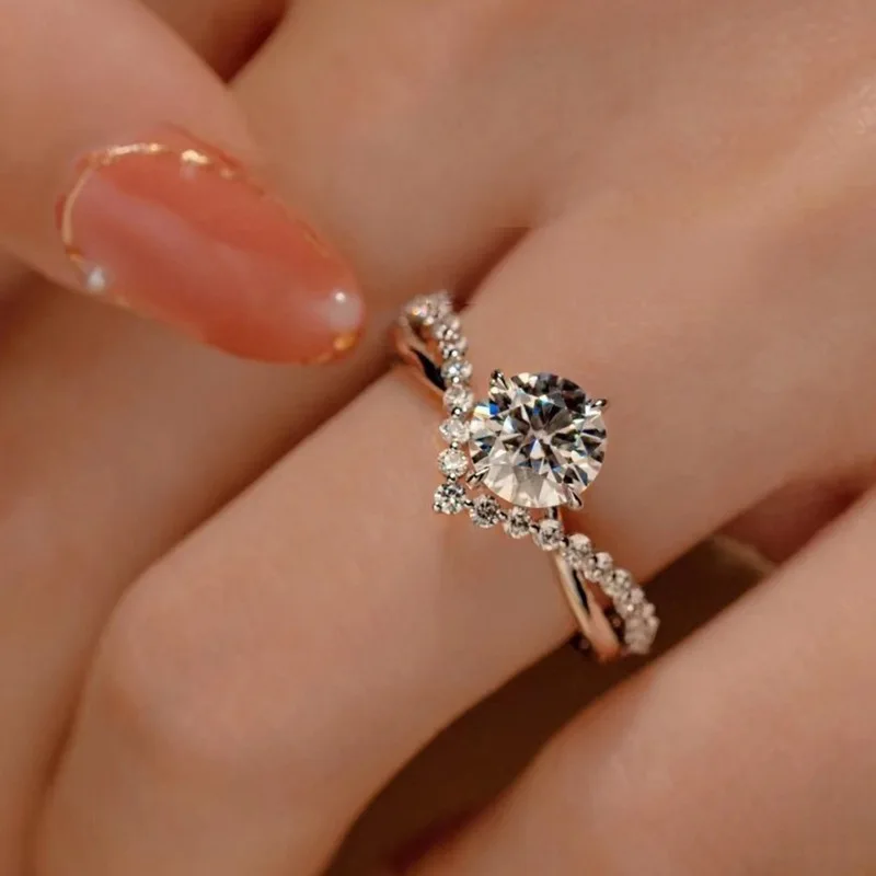 Factory Wholesale High Quality Crown Love Ring 925 Silver Fashion Jewelry Adjustable Ring Moissanite Engagement Charm Ring Women