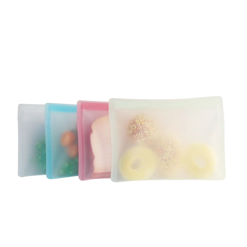 100% Food-grade High Quality Reusable Zipper Custom Logo Sealer Silicone Food Bag
