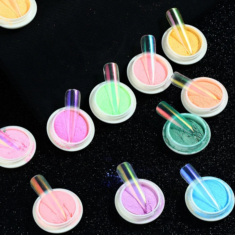 FEISHI Factory Popular Mica Nail Pigment Rainbow Aurora powder magic mirror chrome powder for nail